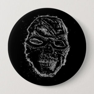 Badge Rond 10 Cm Crâne noir