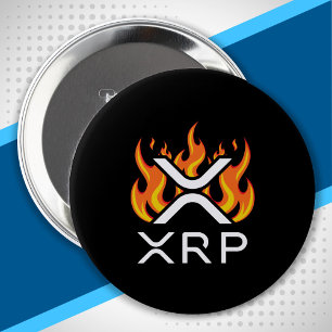 Badge Rond 10 Cm Cryptomonnaie XRP Crypto Flammes Orange Feu Fondre