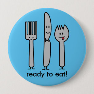Badge Rond 10 Cm Cuillère mignonne de Spork de couteau de