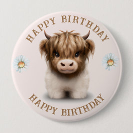 Badge Rond 10 Cm Cute Highlands Scottish Cow