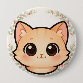 Badge Rond 10 Cm Cute Kawaii Cat Face Button
