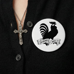 Badge Rond 10 Cm DeColores Cursillo Silhouette de Coq avec Bannière