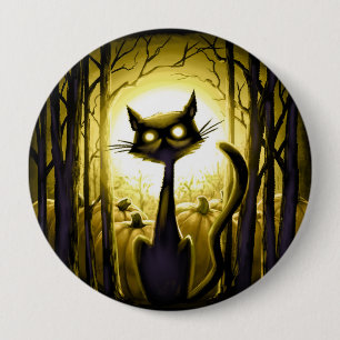 Badge Rond 10 Cm Derpy peu de chat de Halloween dans une correction