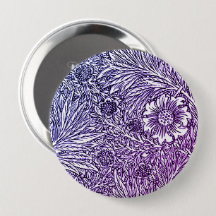 Badge Rond 10 Cm Design floral complexe dans les tons violets et bl