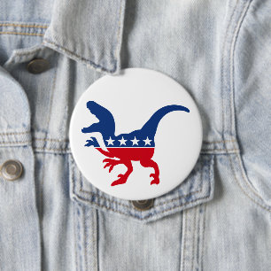 Badge Rond 10 Cm Dinosaure politique