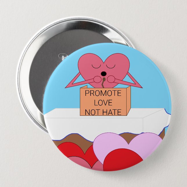 Badge Rond 10 Cm Discours De Dons De Coeur Sur L'Amour : (Devant & derrière)