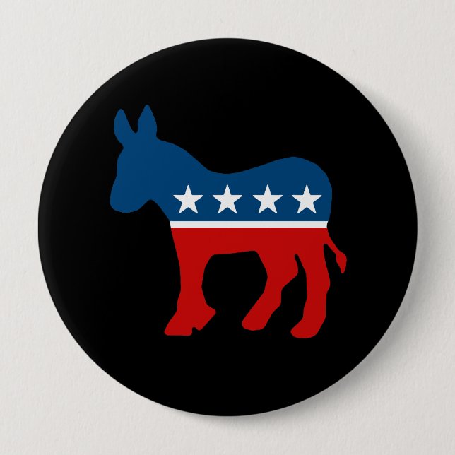 BADGE ROND 10 CM DNC - DÉMOCRATE - ÂNE (Devant)