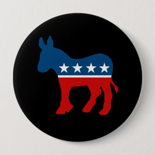 BADGE ROND 10 CM DNC - DÉMOCRATE - ÂNE