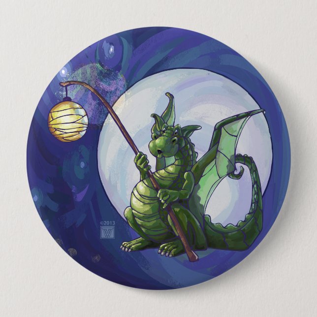 Badge Rond 10 Cm Dragon Watch Art (Devant)
