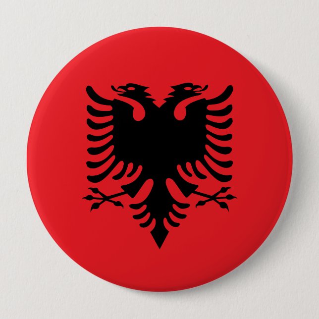 Badge Rond 10 Cm Drapeau albanais (Devant)