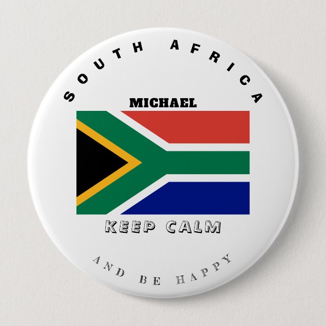 Badge Rond 10 Cm Drapeau Calme & Afrique du Sud (Devant)