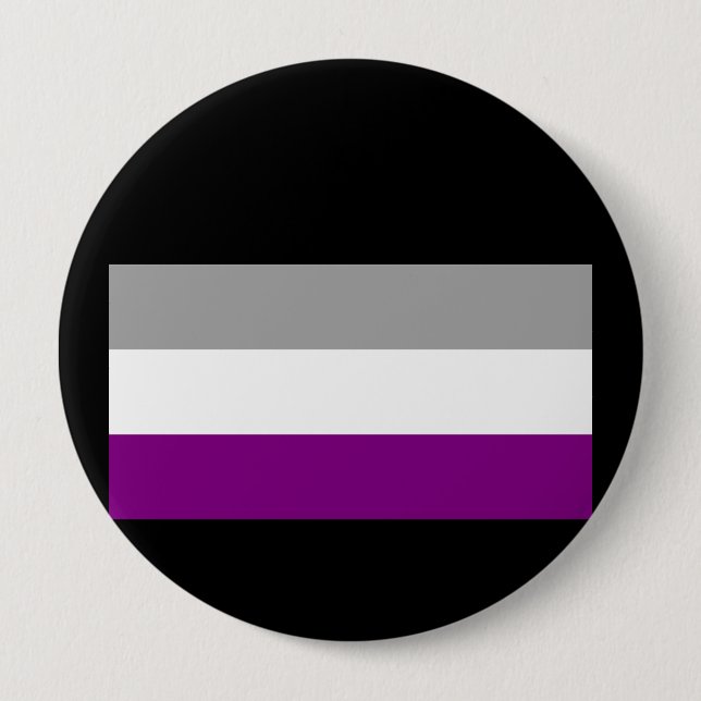 BADGE ROND 10 CM DRAPEAU DE FIERTÉ ASEXUEL OFFICIEL (Devant)