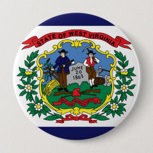 Badge Rond 10 Cm Drapeau d'état de la Virginie Occidentale
