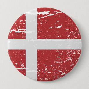 BADGE ROND 10 CM DRAPEAU DU DANEMARK