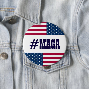 Badge Rond 10 Cm Drapeau #MAGA-Américain