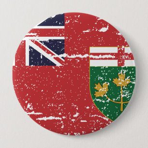 Badge Rond 10 Cm Drapeau vintage d'ONTARIO