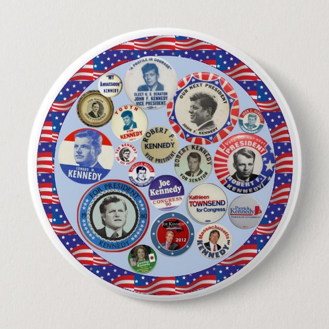Badge Rond 10 Cm Dynastie de famille de Kennedy (Devant)