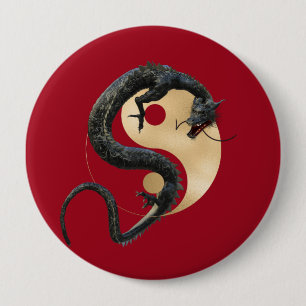Badge Rond 10 Cm Eastern Chinese Dragon Yin Yang