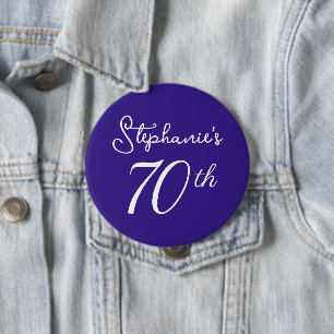 Badge Rond 10 Cm Élégant violet Monogramme 70e fête d'anniversaire