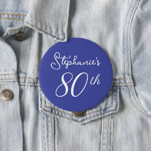 Badge Rond 10 Cm Élégante Lavande Monogramme 80e fête d'anniversair