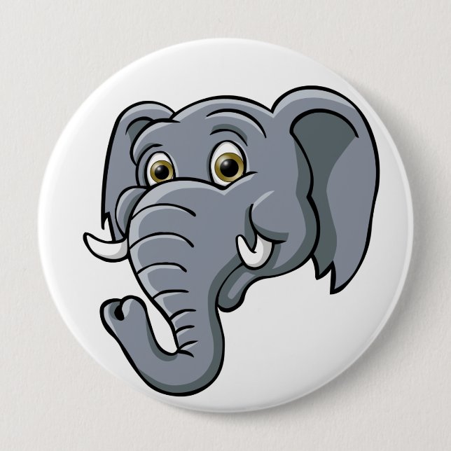 Badge Rond 10 Cm Éléphant de bande dessinée (Devant)