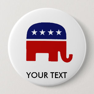 Badge Rond 10 Cm Eléphant républicain / Eléphant GOP
