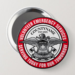 Badge Rond 10 Cm Emblème volontaire de services des urgences