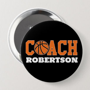 Badge Rond 10 Cm Entraîneur de basket-ball