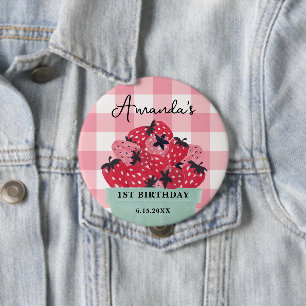 Badge Rond 10 Cm Épinette d'anniversaire du Berry - fraise