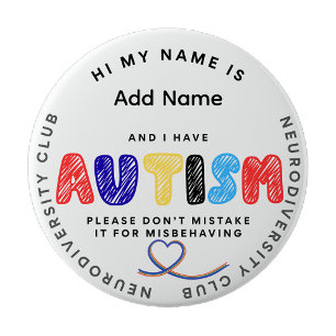 Badge Rond 10 Cm Épingle d'identité Club Neurodiversité Autisme