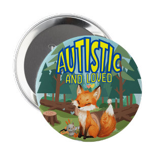 Badge Rond 10 Cm Épinglette Autiste et Aimé Autiste
