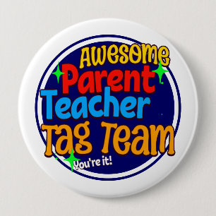 Badge Rond 10 Cm ÉQUIPE TAG parent enseignant scolaire