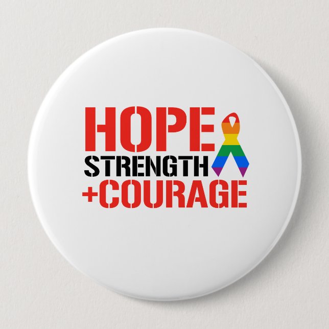 Badge Rond 10 Cm Espoir, force et courage (Devant)