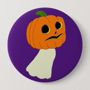 Badge Rond 10 Cm fantôme de la tête citrouille