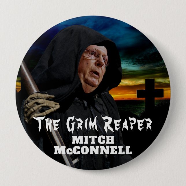 Badge Rond 10 Cm Faucheuse de Mitch McConnell (Devant)
