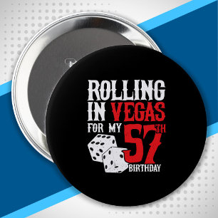 Badge Rond 10 Cm Fête d'anniversaire des 57 ans à Las Vegas - Faire