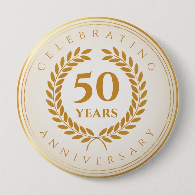 Badge Rond 10 Cm Fête de l'Anniversaire. Gold personnalisé (Devant)