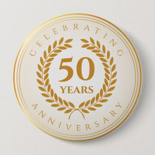 Badge Rond 10 Cm Fête de l'Anniversaire. Gold personnalisé