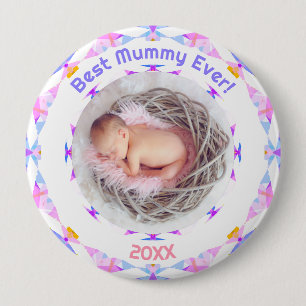 Badge Rond 10 Cm Fête des mères Meilleure maman Ever bébé fille pho
