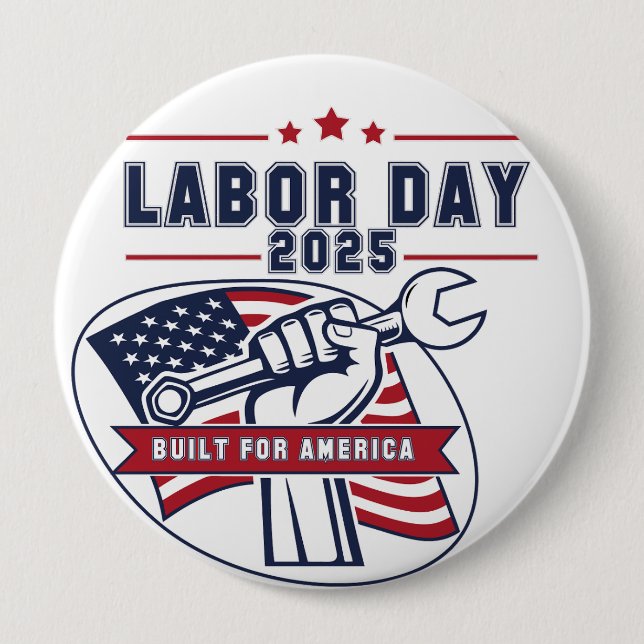 Badge Rond 10 Cm Fête du Travail 2025 USA (Devant)