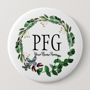 Badge Rond 10 Cm Feuillage de ressort de monogramme floral personna