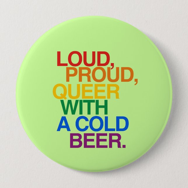 BADGE ROND 10 CM FIER BRUYANT AVEC DE LA BIÈRE (Devant)