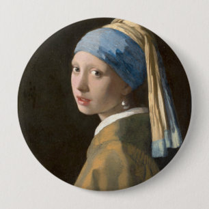 Badge Rond 10 Cm Fille avec une oreille perle