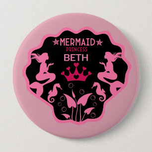 Badge Rond 10 Cm Fille Sirène Princesse