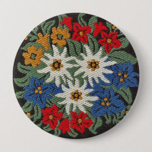 Badge Rond 10 Cm Fleur alpine suisse Edelweiss