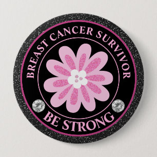 Badge Rond 10 Cm Fleur de sensibilisation au cancer du sein Surviva