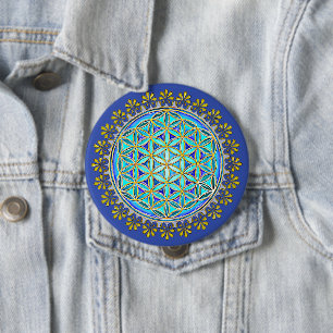 Badge Rond 10 Cm Fleur De Vie - Ornements Vintages En Fleurs 1