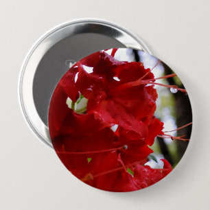 Badge Rond 10 Cm Fleurs de l'Azalée Rouge
