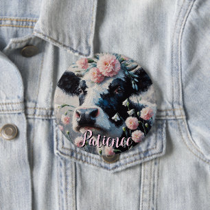 Badge Rond 10 Cm Fleurs de vache Holstein Ferme Ferme personnalisée