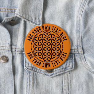 Badge Rond 10 Cm FLEURS DE VIE - Symbole de géométrie sacrée plein 